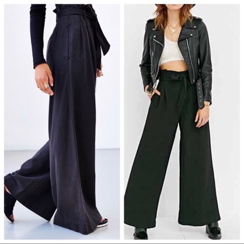 Silence + Noise Winona Black Wide Leg belted Pant 4